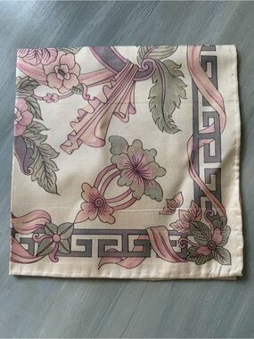 vintage square scarf from the Akira Collection elegant oriental floral arrangeme